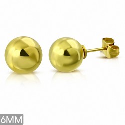 Paire de boucles d'oreille acier inoxydable doré billes 6 mm