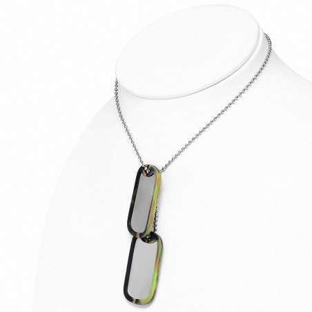 Collier avec chaîne en acier inoxydable avec breloque 2 pièces en acier inoxydable